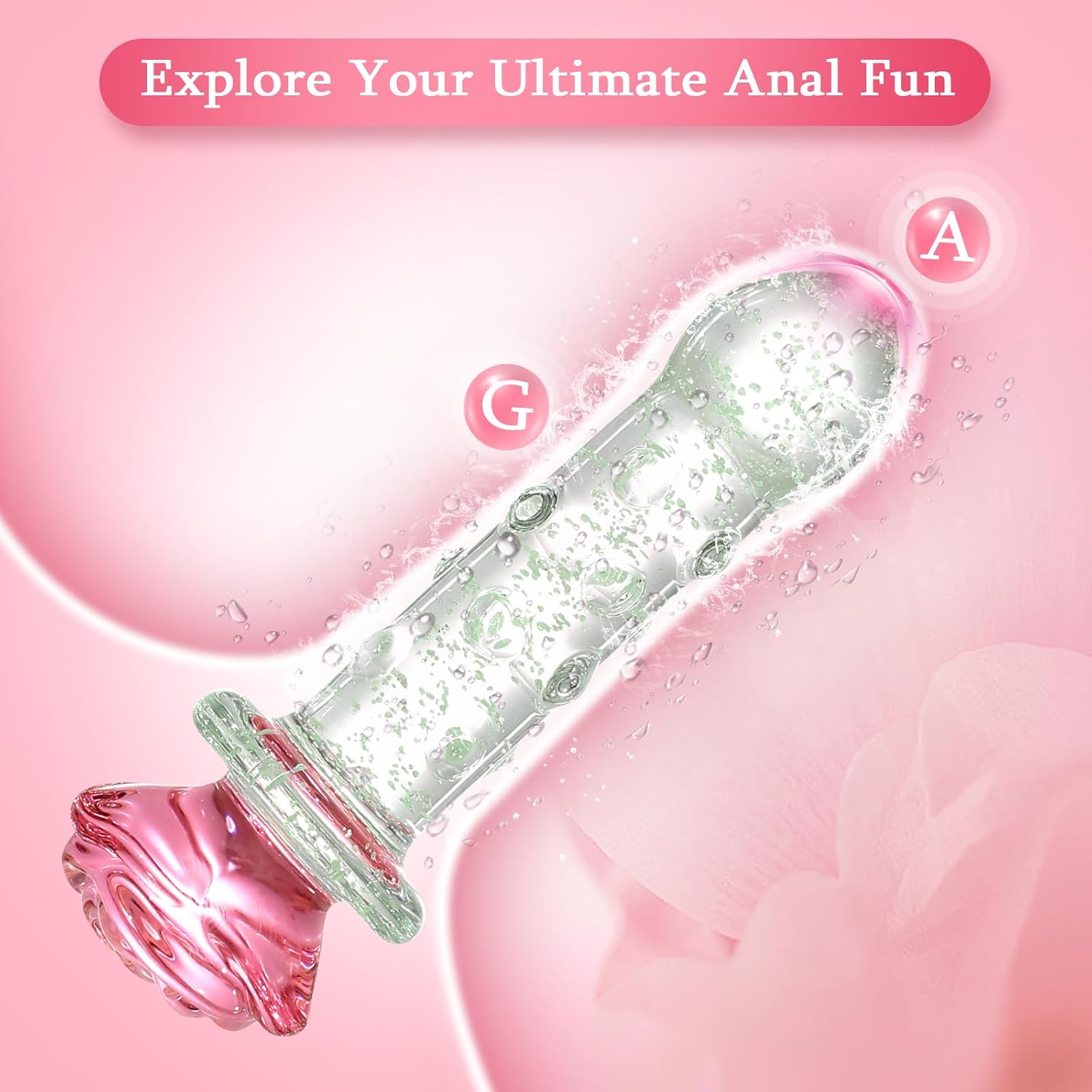 LumiRose Stimulating Beads Glass Plug