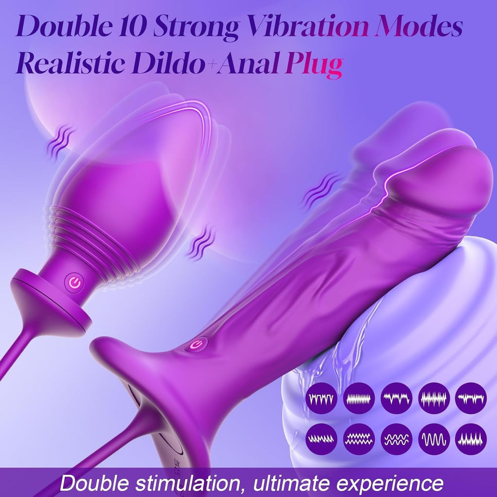 LureLock Dual-Ended Vibrating Dildo & Anal Plug Wand