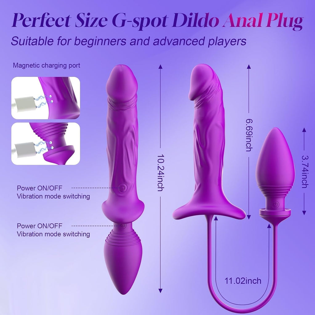 LureLock Dual-Ended Vibrating Dildo & Anal Plug Wand