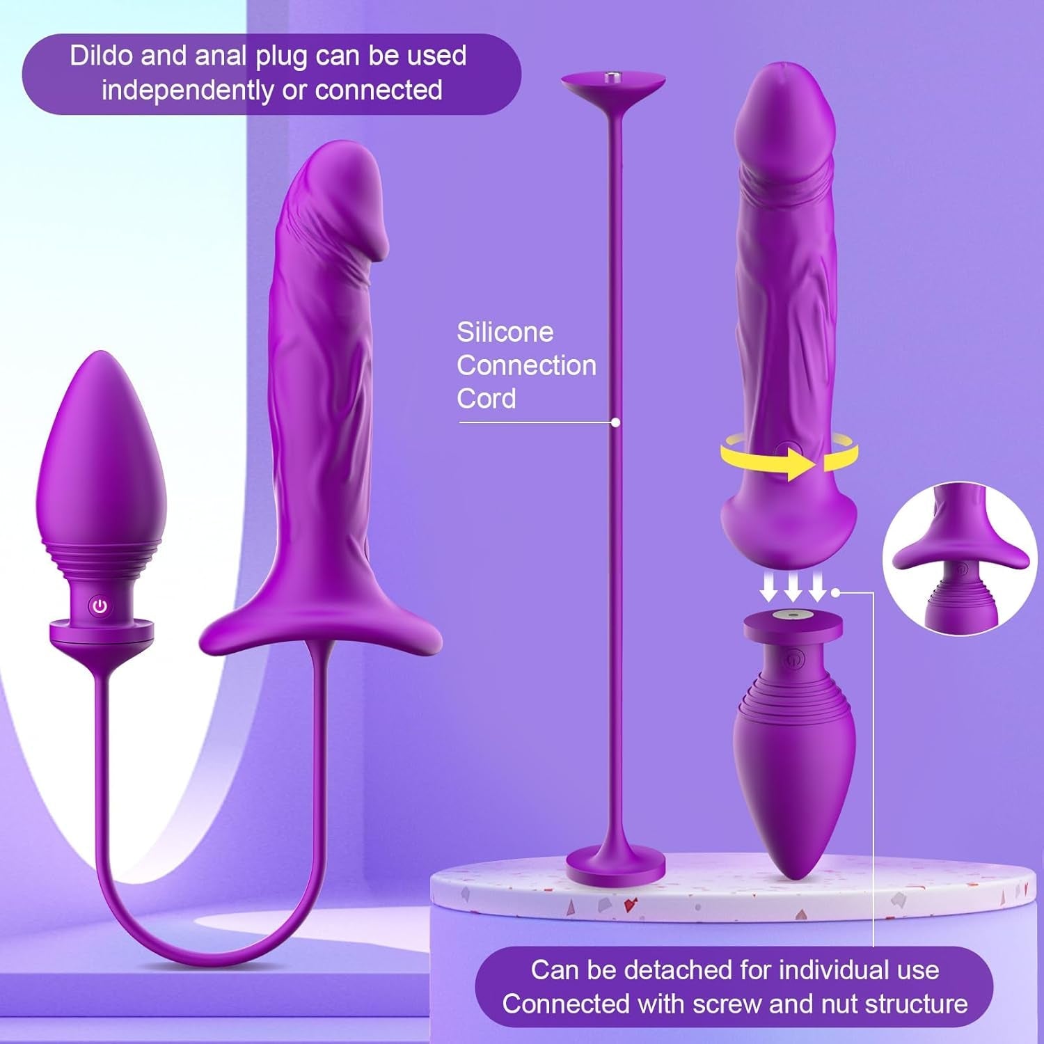 LureLock Dual-Ended Vibrating Dildo & Anal Plug Wand