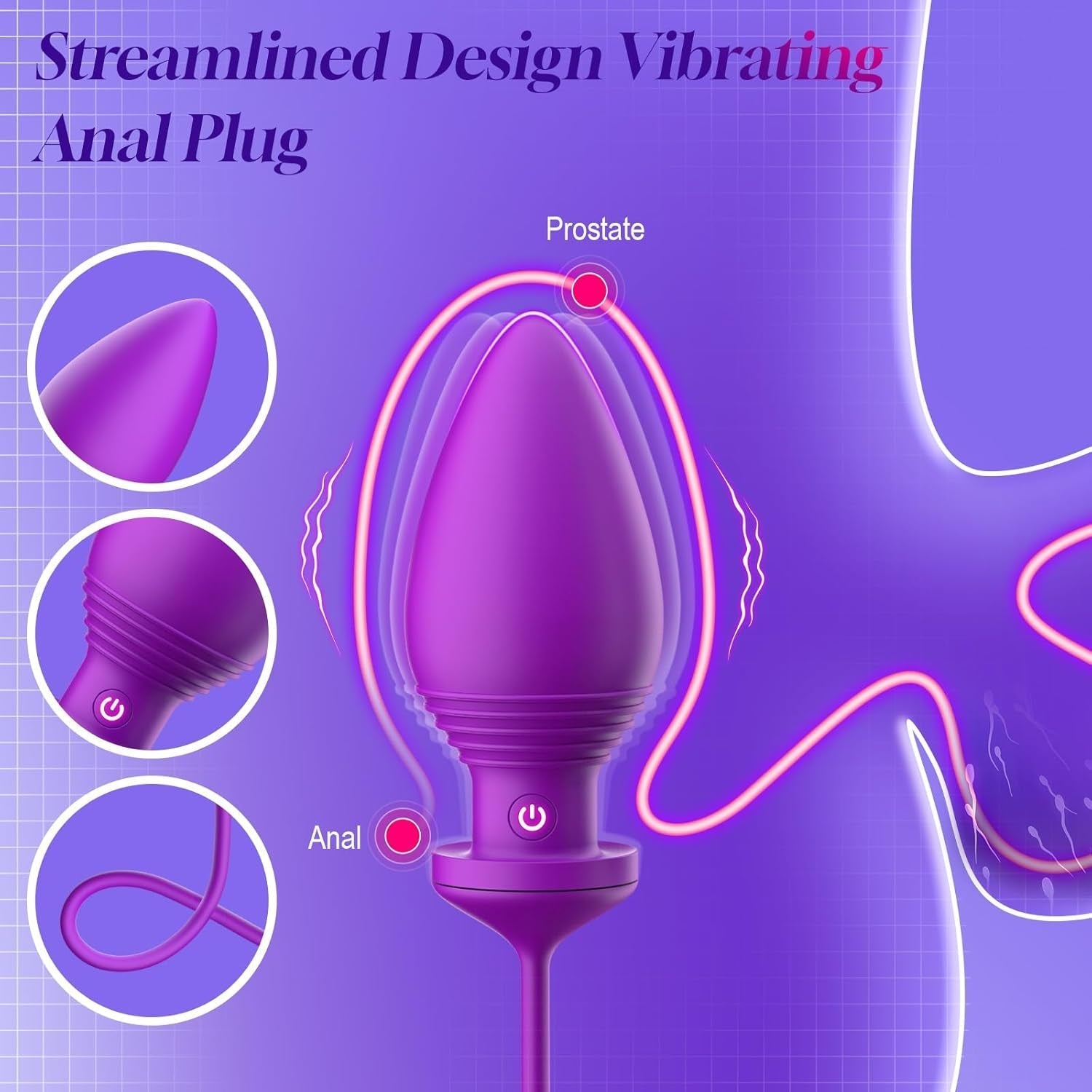 LureLock Dual-Ended Vibrating Dildo & Anal Plug Wand