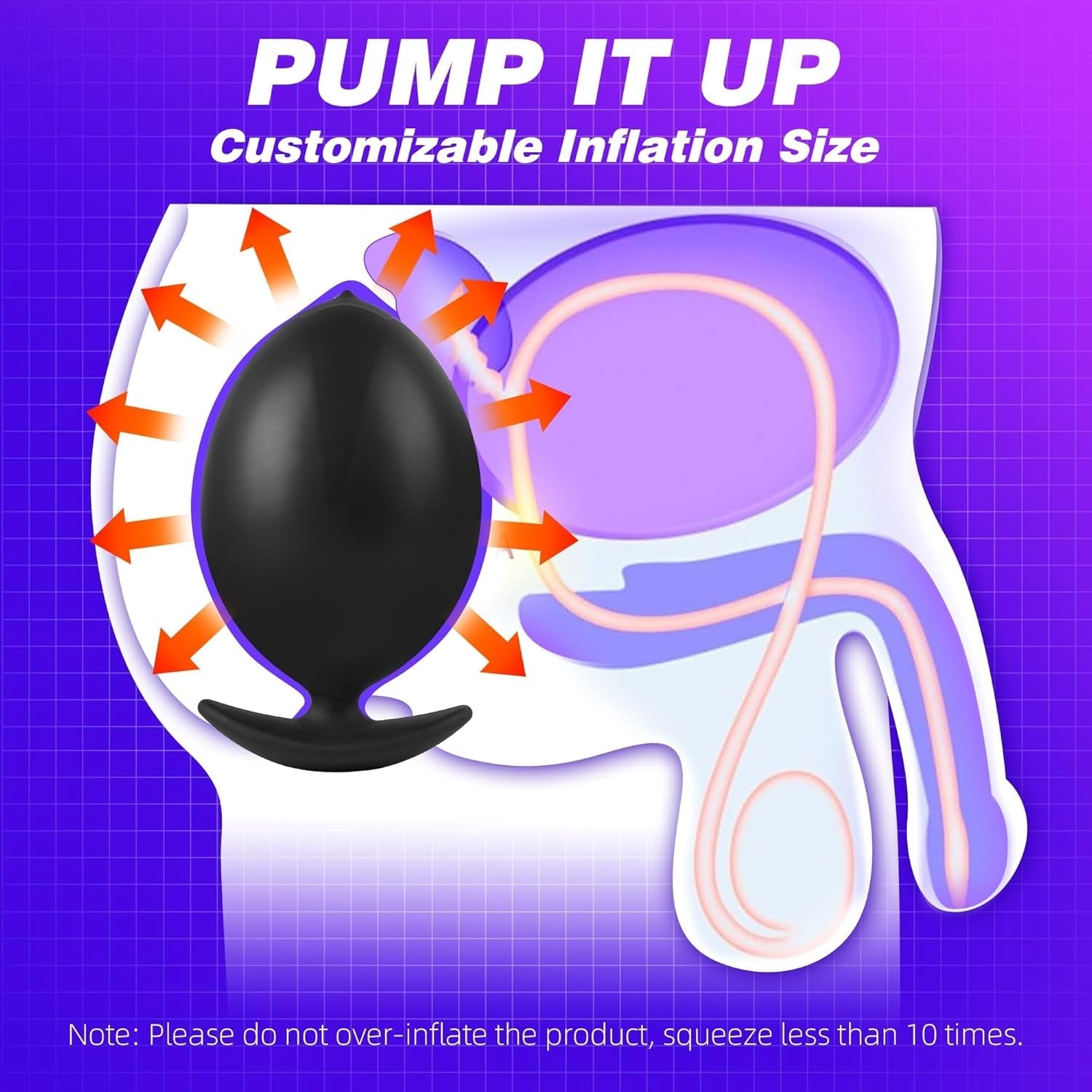 MagnaRise Magnetic Inflatable Butt Plug with Rolling Core