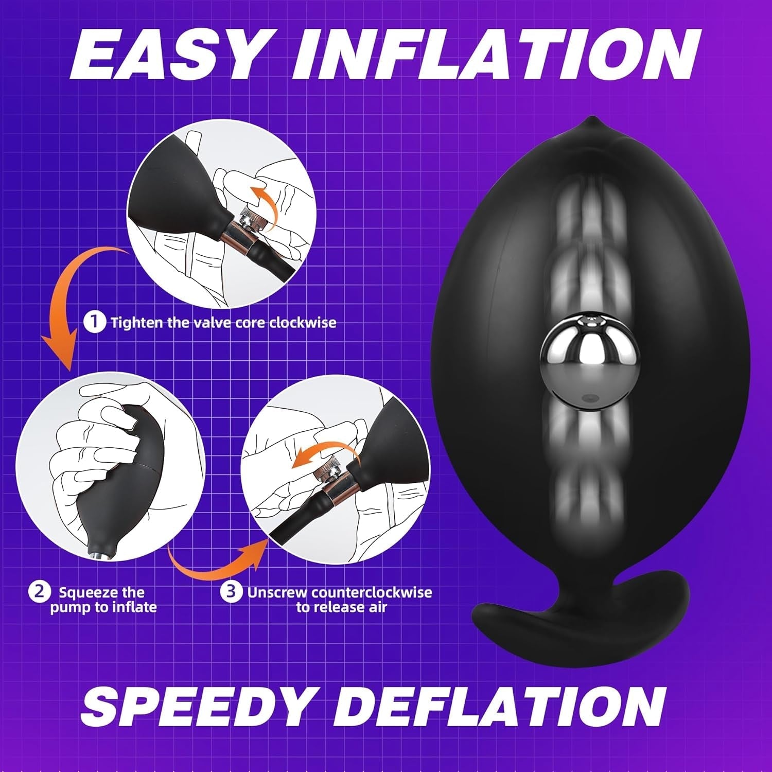 MagnaRise Magnetic Inflatable Butt Plug with Rolling Core