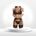 MidnightMuse 4-Piece Mesh Lingerie Set