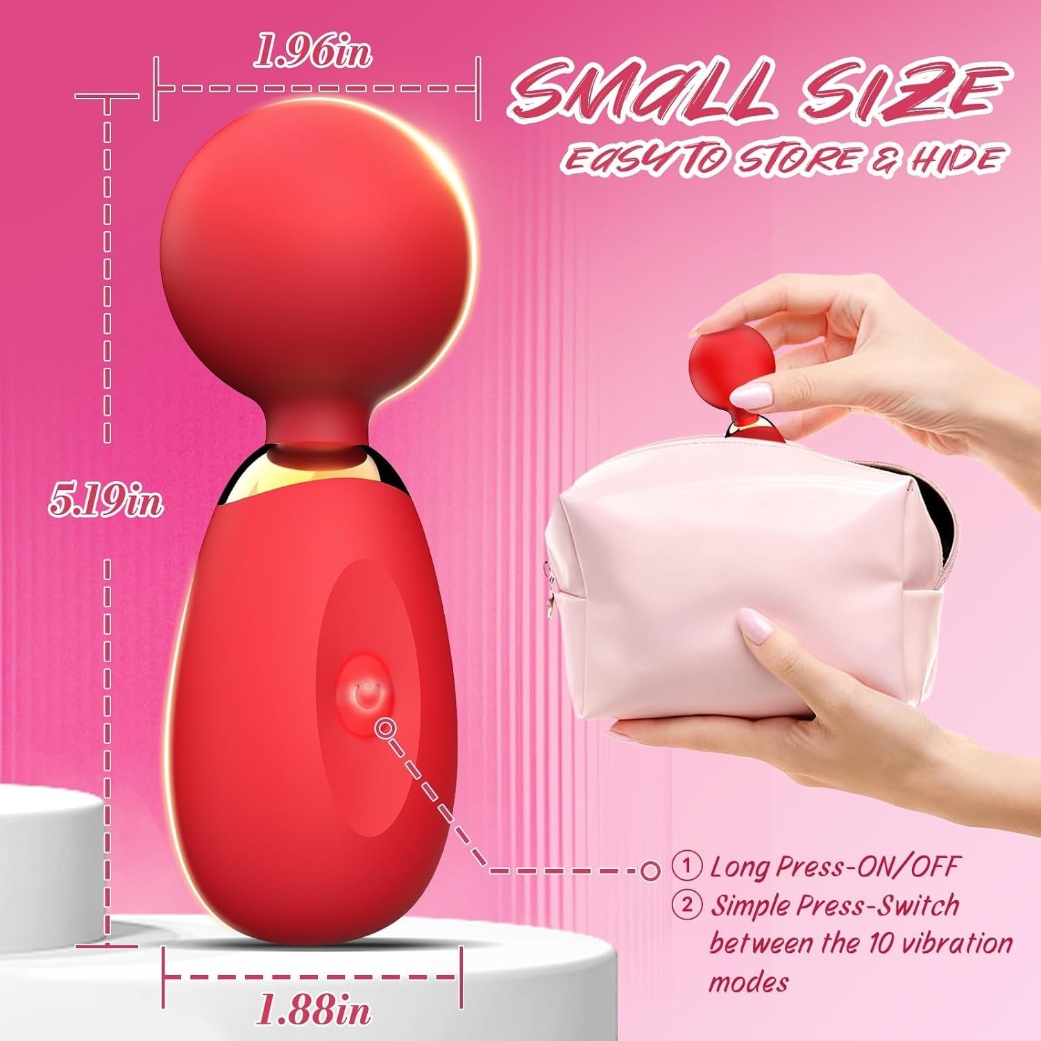 MiniGlow Compact Clitoral Vibrator Wand