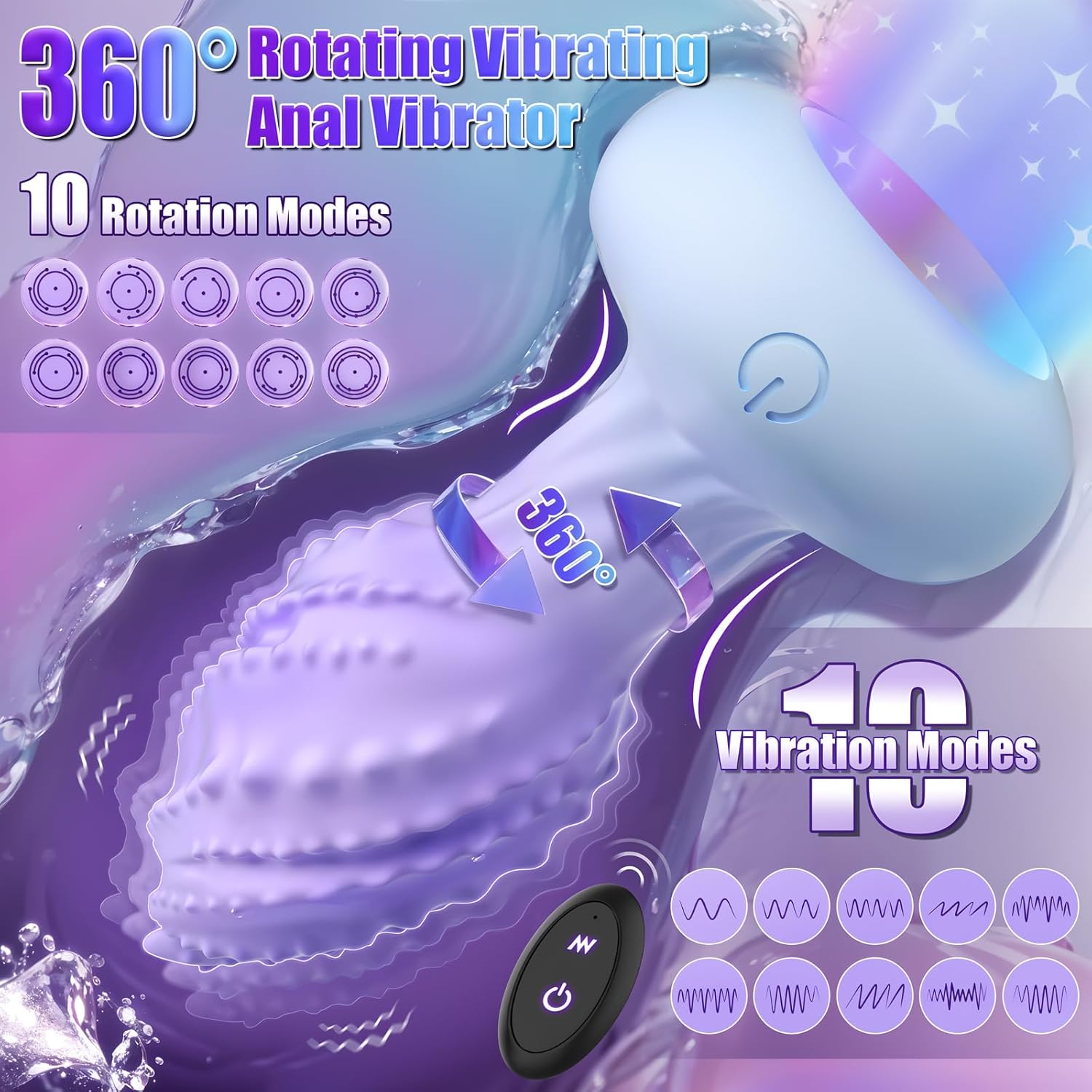 MonsterSpin 360° Rotating Anal Plug with LED Lights