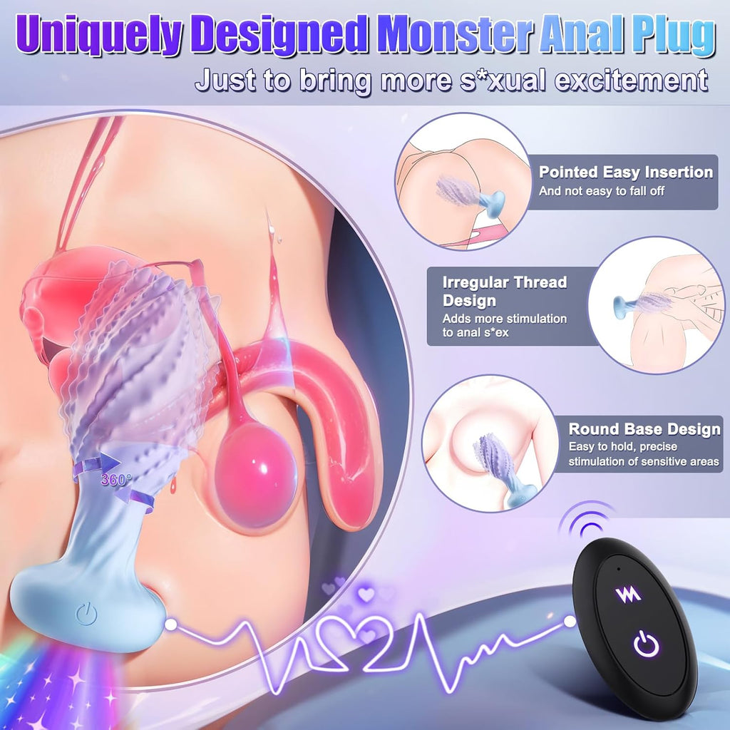 MonsterSpin 360° Rotating Anal Plug with LED Lights