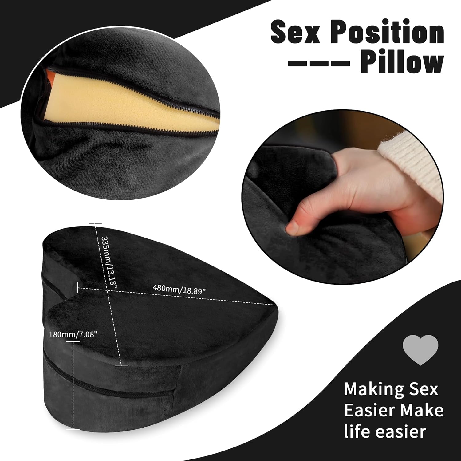NoirAmour Heart-Shaped Sex Position Pillow