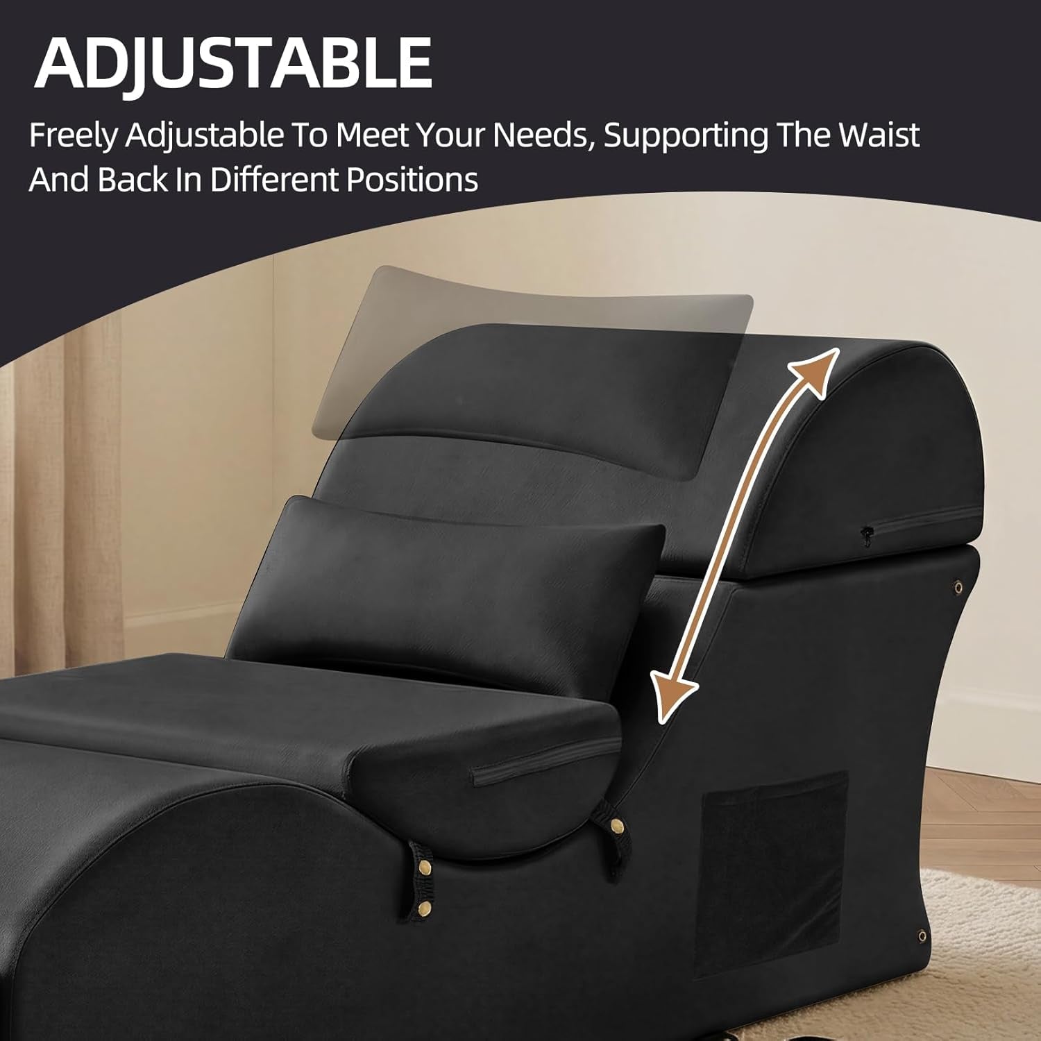 NoirFold Black Fold-Out Sex Chaise Lounge