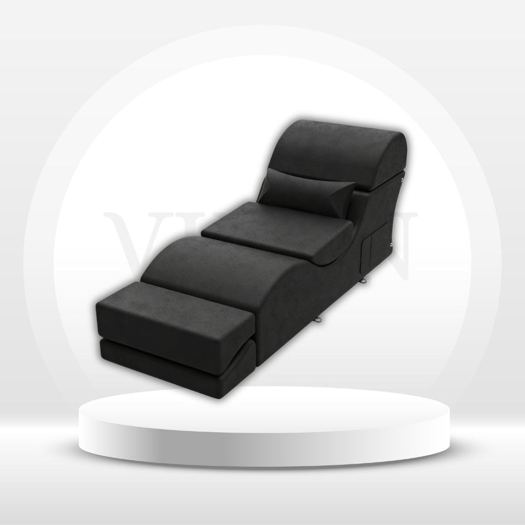 NoirFold Black Fold-Out Sex Chaise Lounge