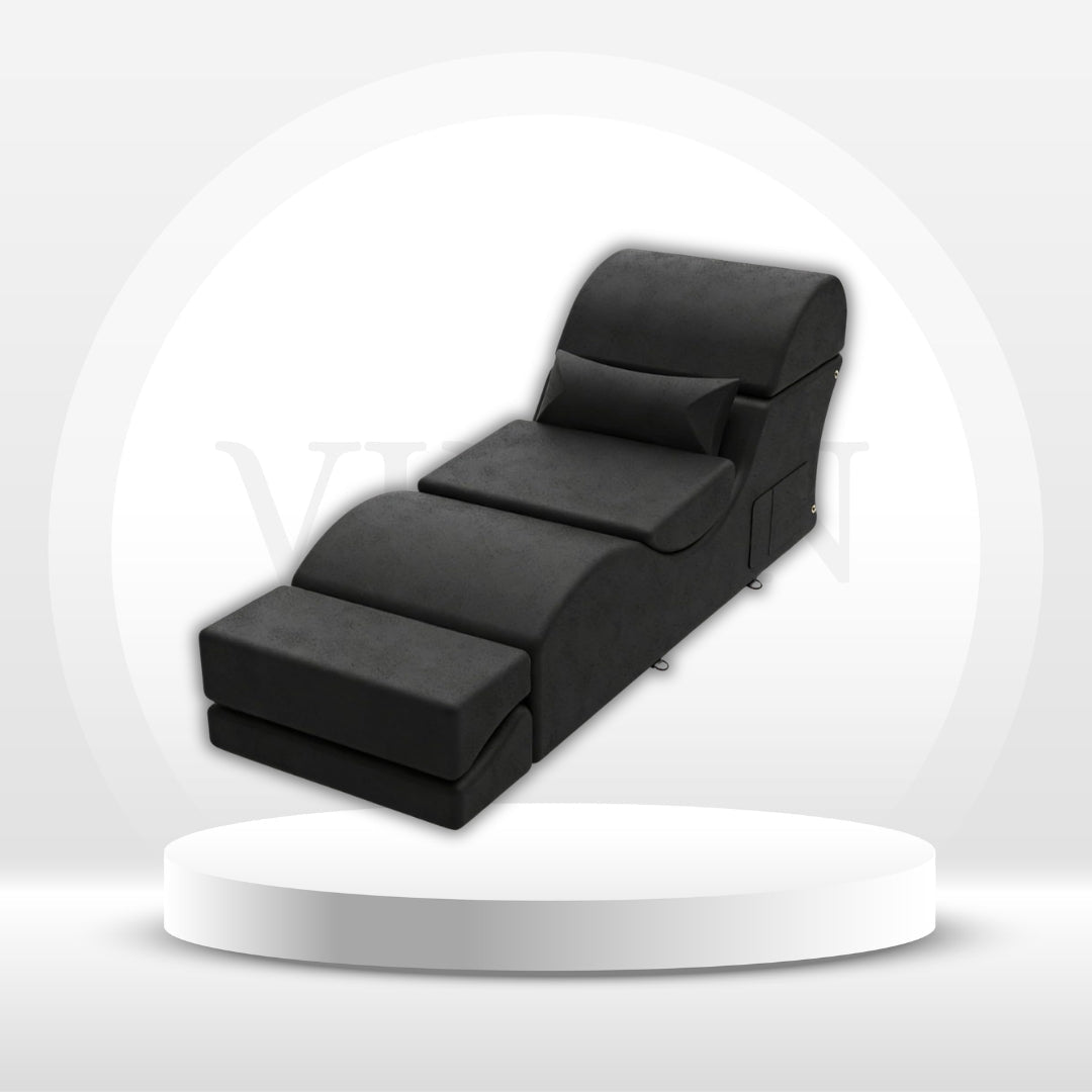 NoirFold Black Fold-Out Sex Chaise Lounge