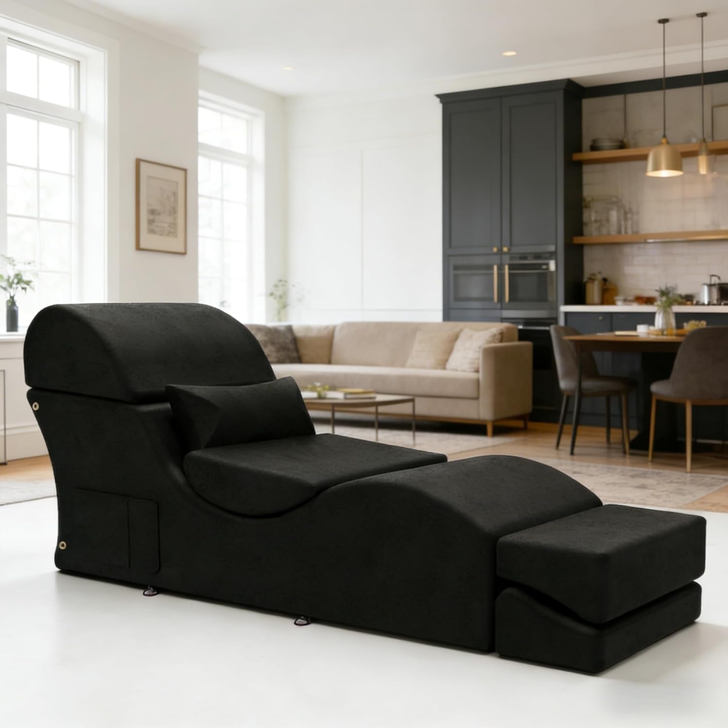 NoirFold Black Fold-Out Sex Chaise Lounge