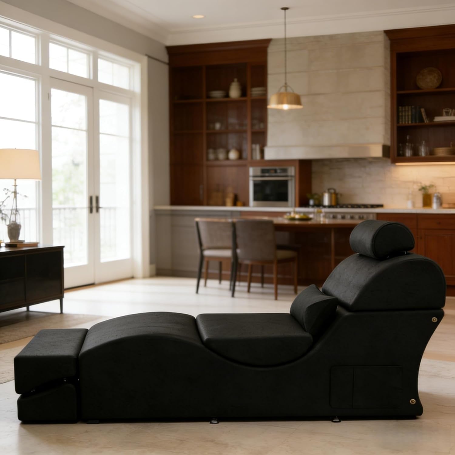 NoirFold Black Fold-Out Sex Chaise Lounge