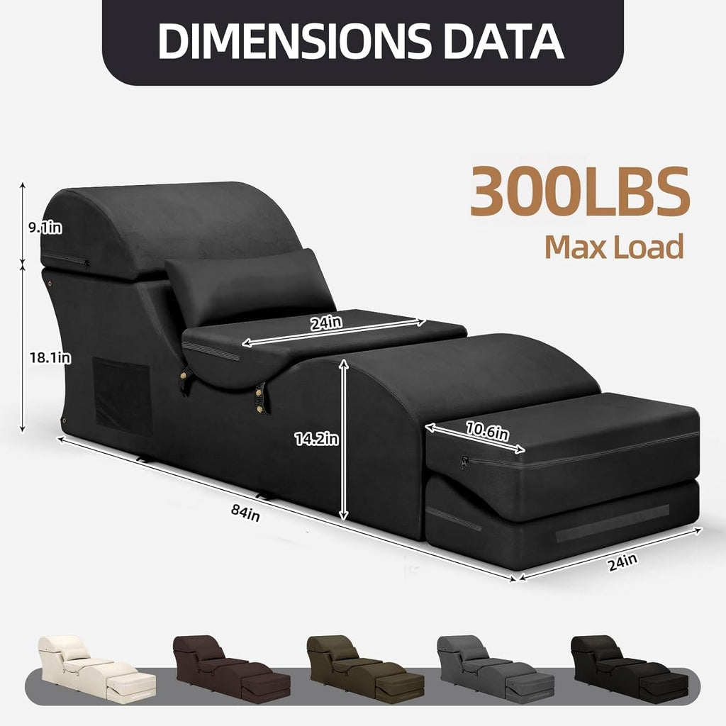 NoirFold Black Fold-Out Sex Chaise Lounge