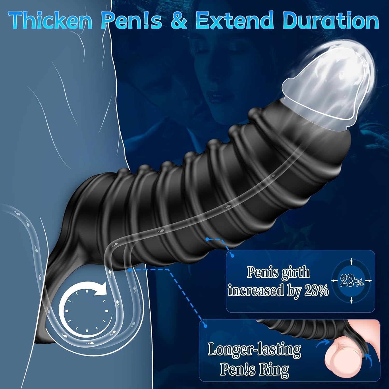 NoirGrip Textured Penis Girth Enhancer Sleeve
