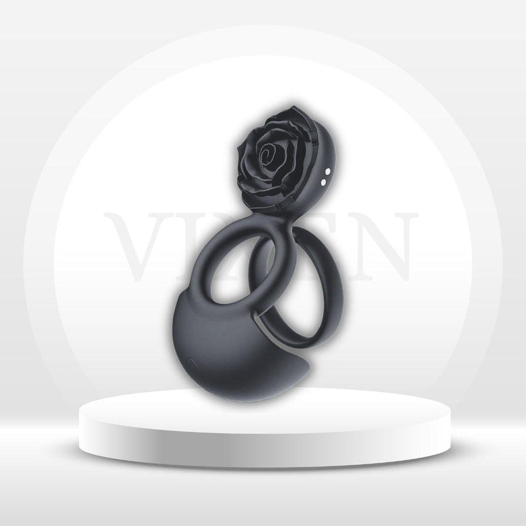 NoirPetal Rose Cock Ring Vibrator for Couples