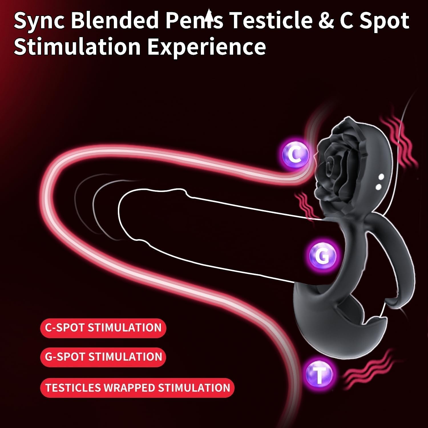 NoirPetal Rose Cock Ring Vibrator for Couples