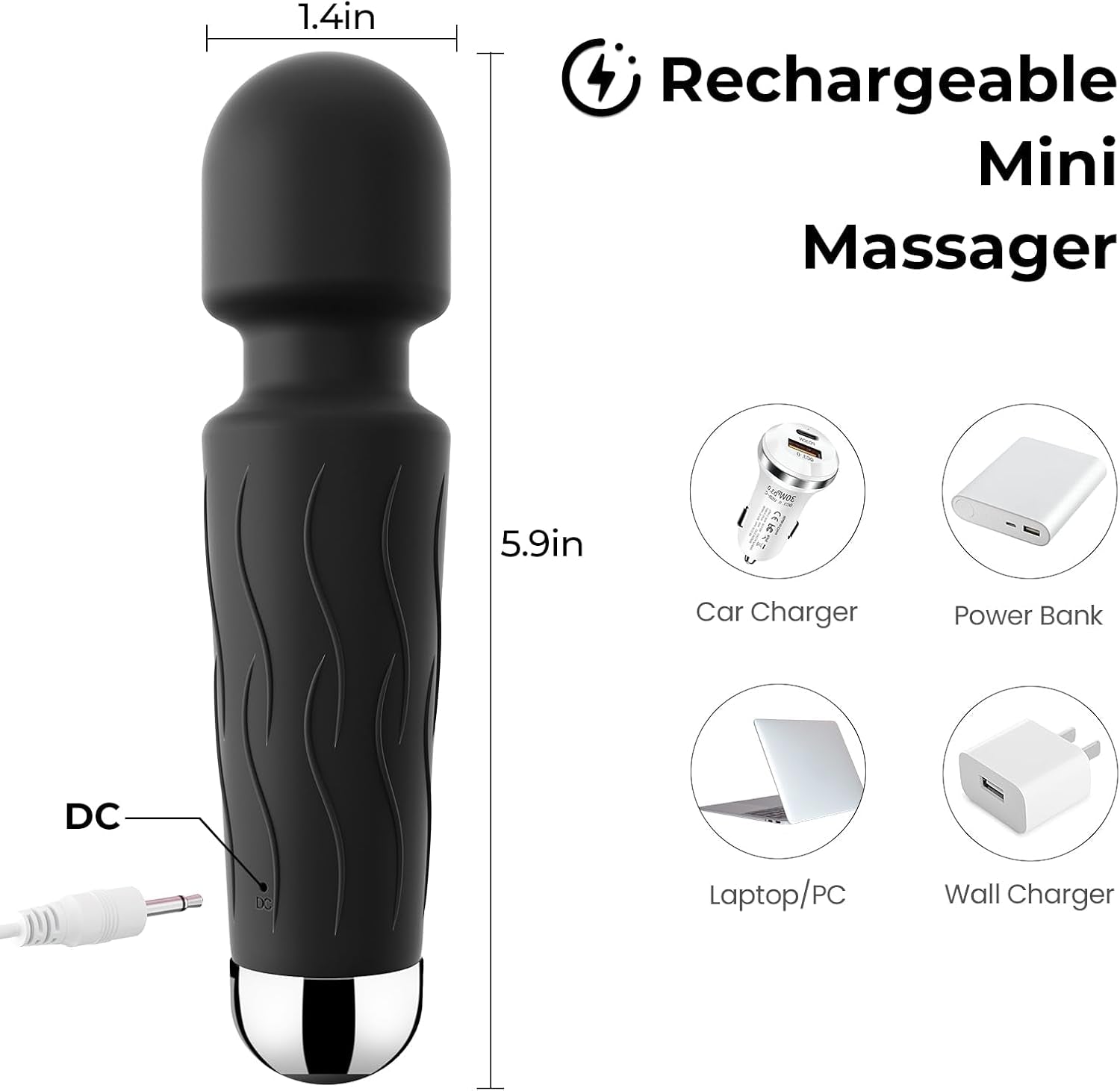 NoirRelief Black Clitoral Wand Vibrator