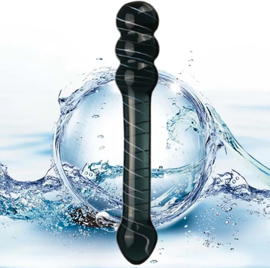 NoirScepter Black Double Ended Glass Dildo