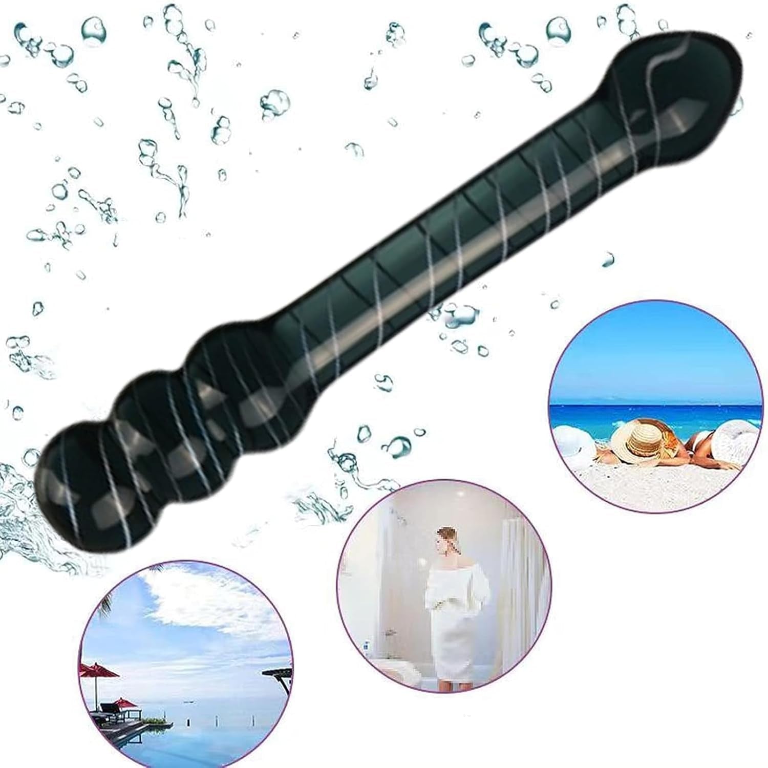 NoirScepter Black Double Ended Glass Dildo