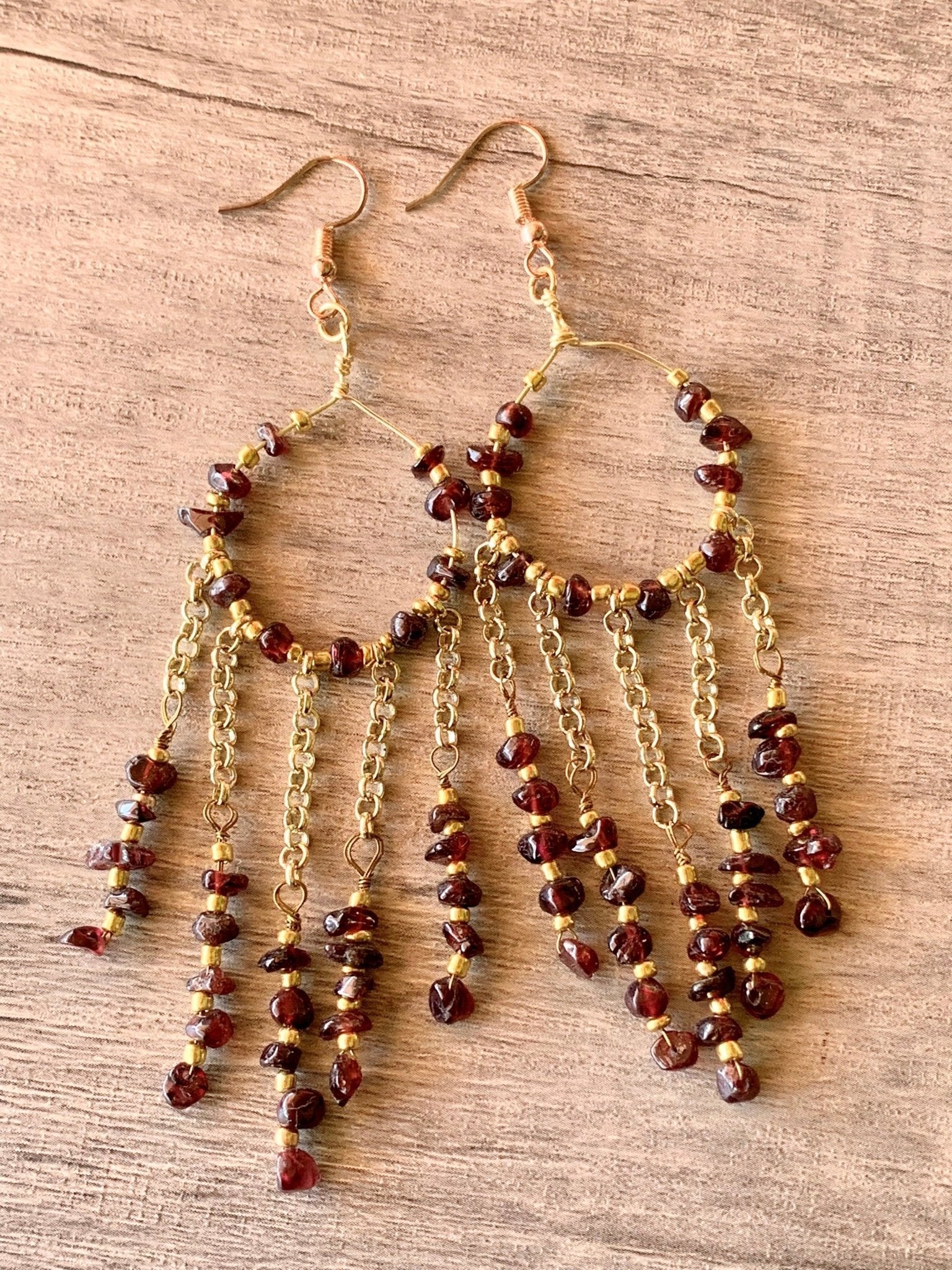 Odelia Handmade Genuine Garnet Dangle Earrings