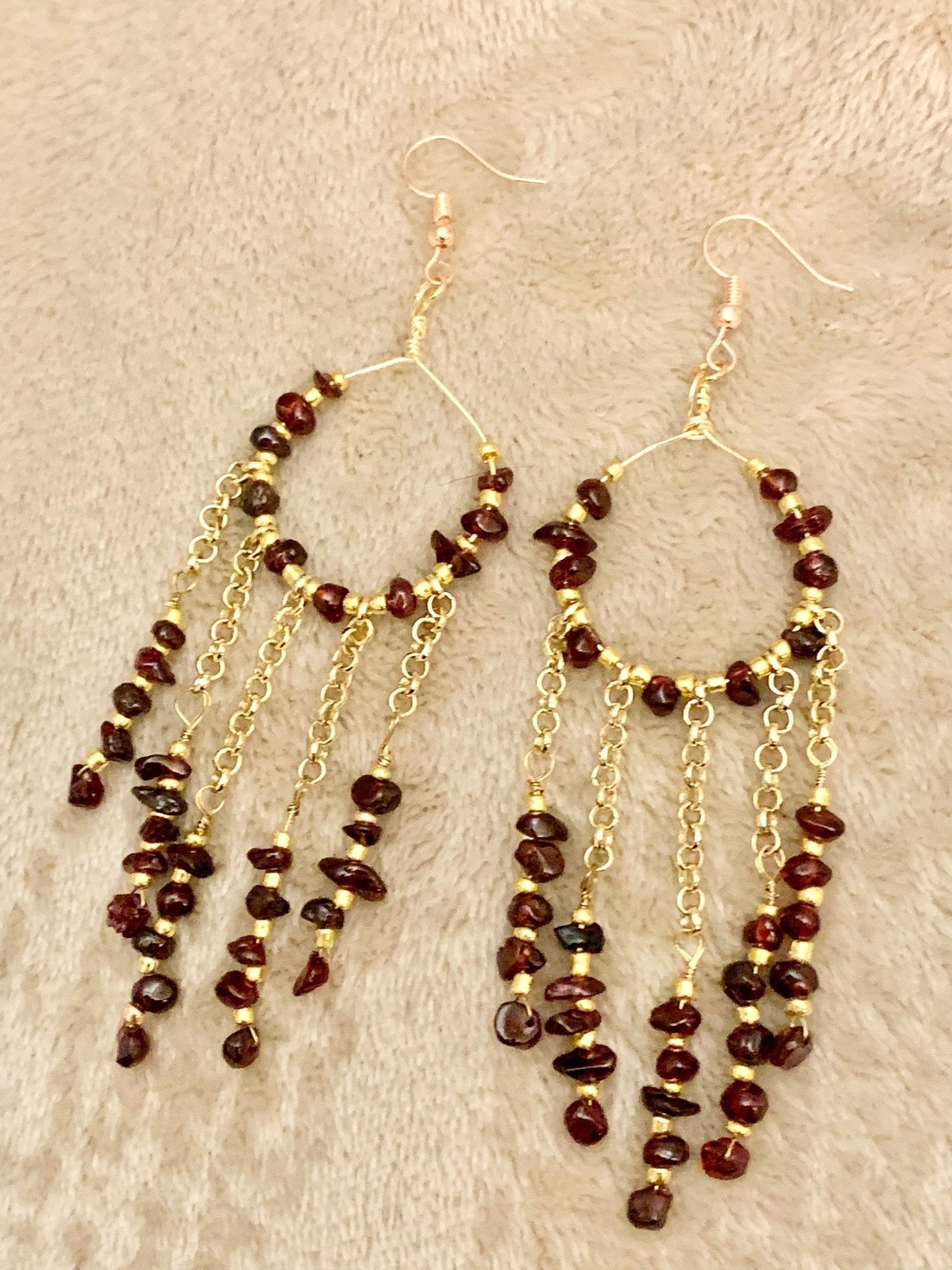 Odelia Handmade Genuine Garnet Dangle Earrings