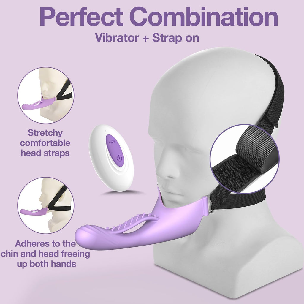 OralLock Vibrating Face-Strap Dildo