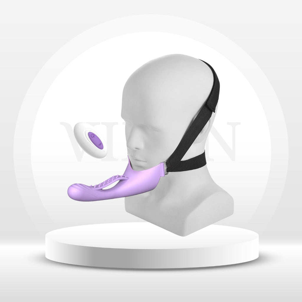 OralLock Vibrating Face-Strap Dildo