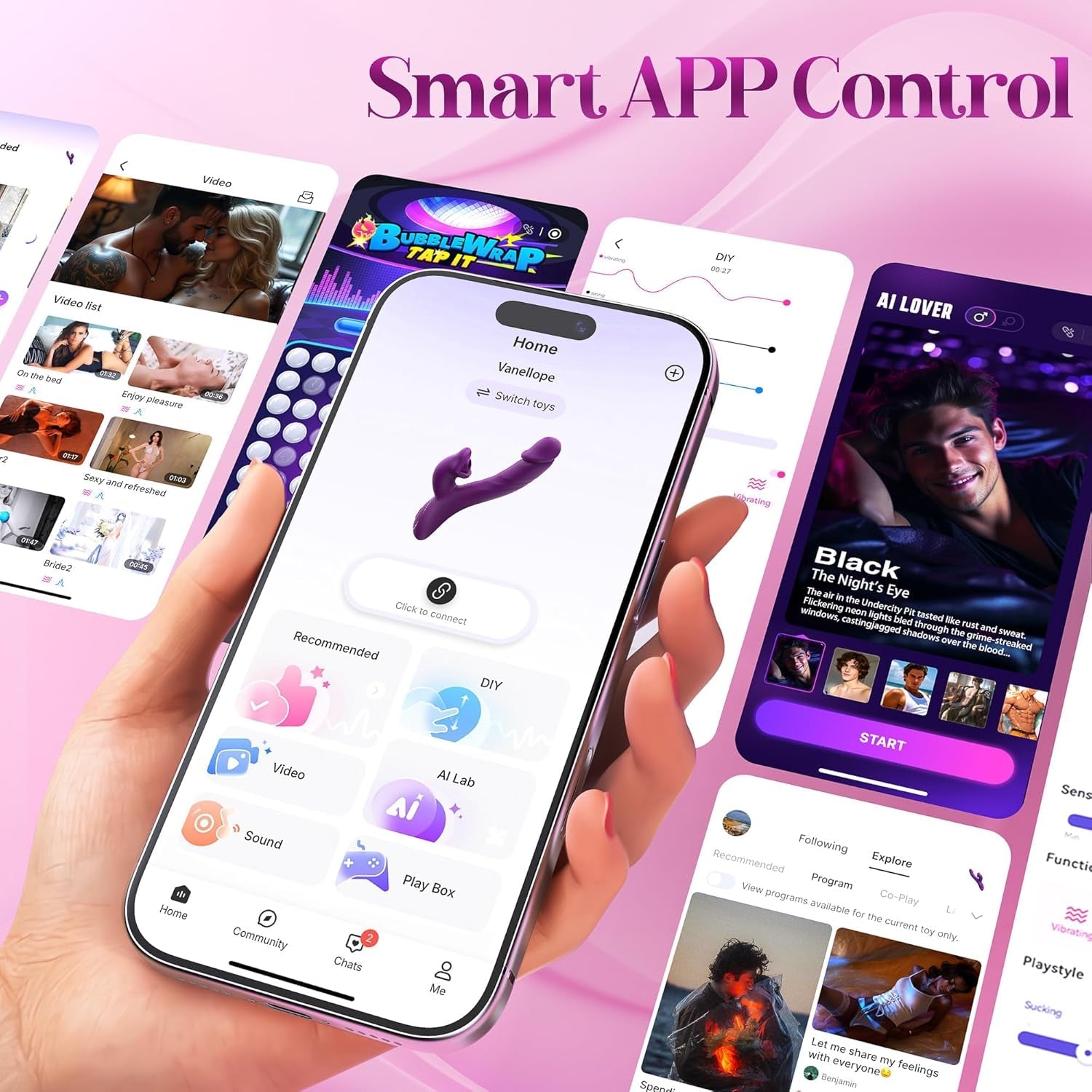 OraLuxe AI Sync Suction Rabbit Vibrator G-Spot Dildo