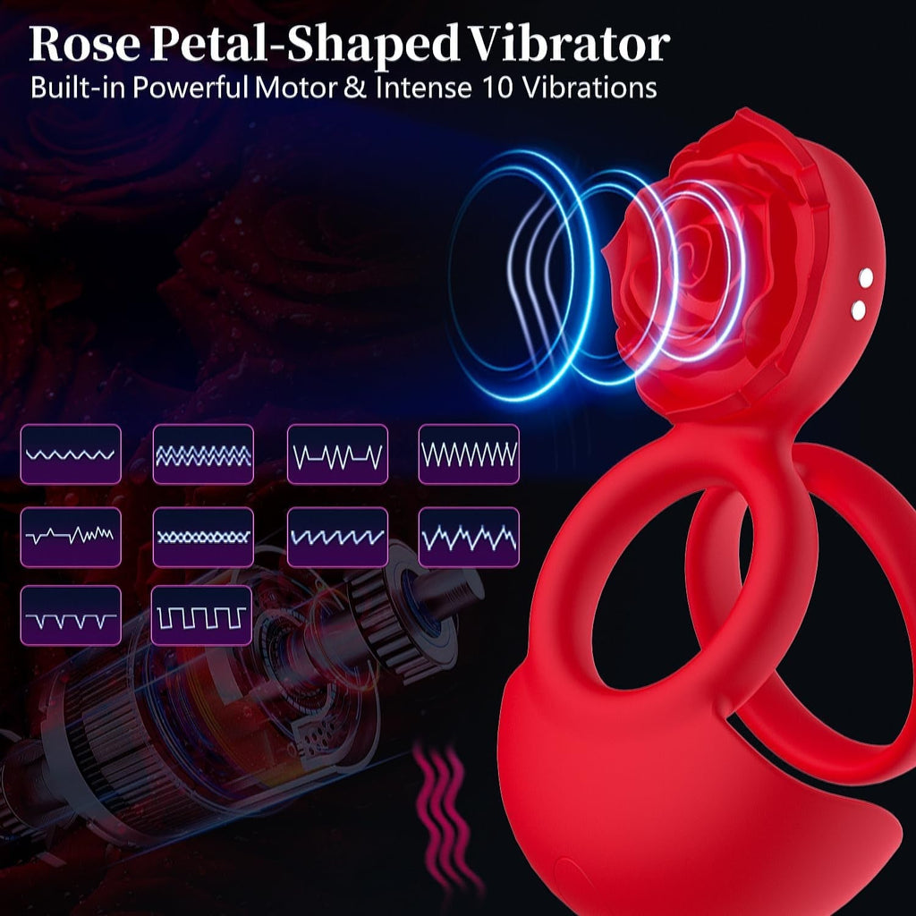 PetalBond Rose Cock Ring Vibrator for Couples