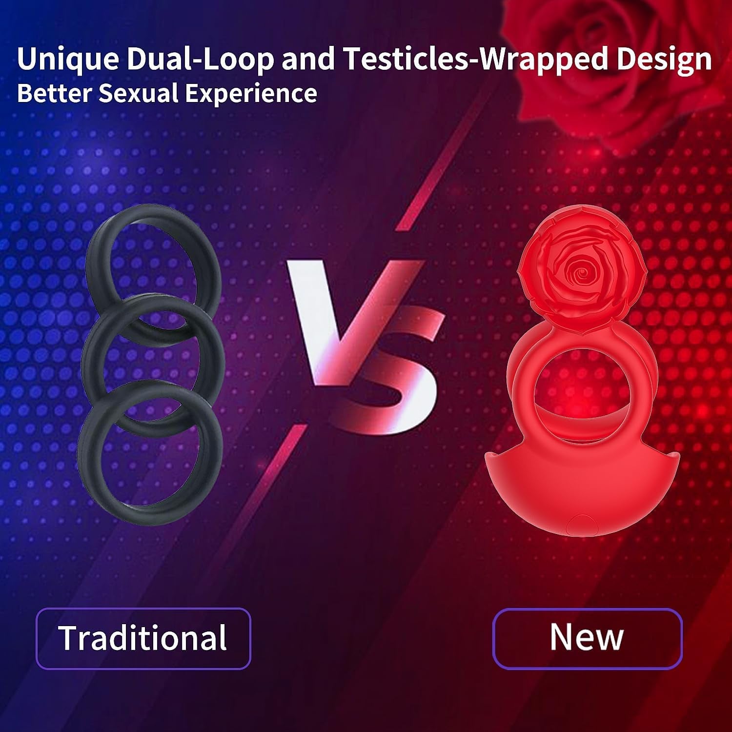PetalBond Rose Cock Ring Vibrator for Couples