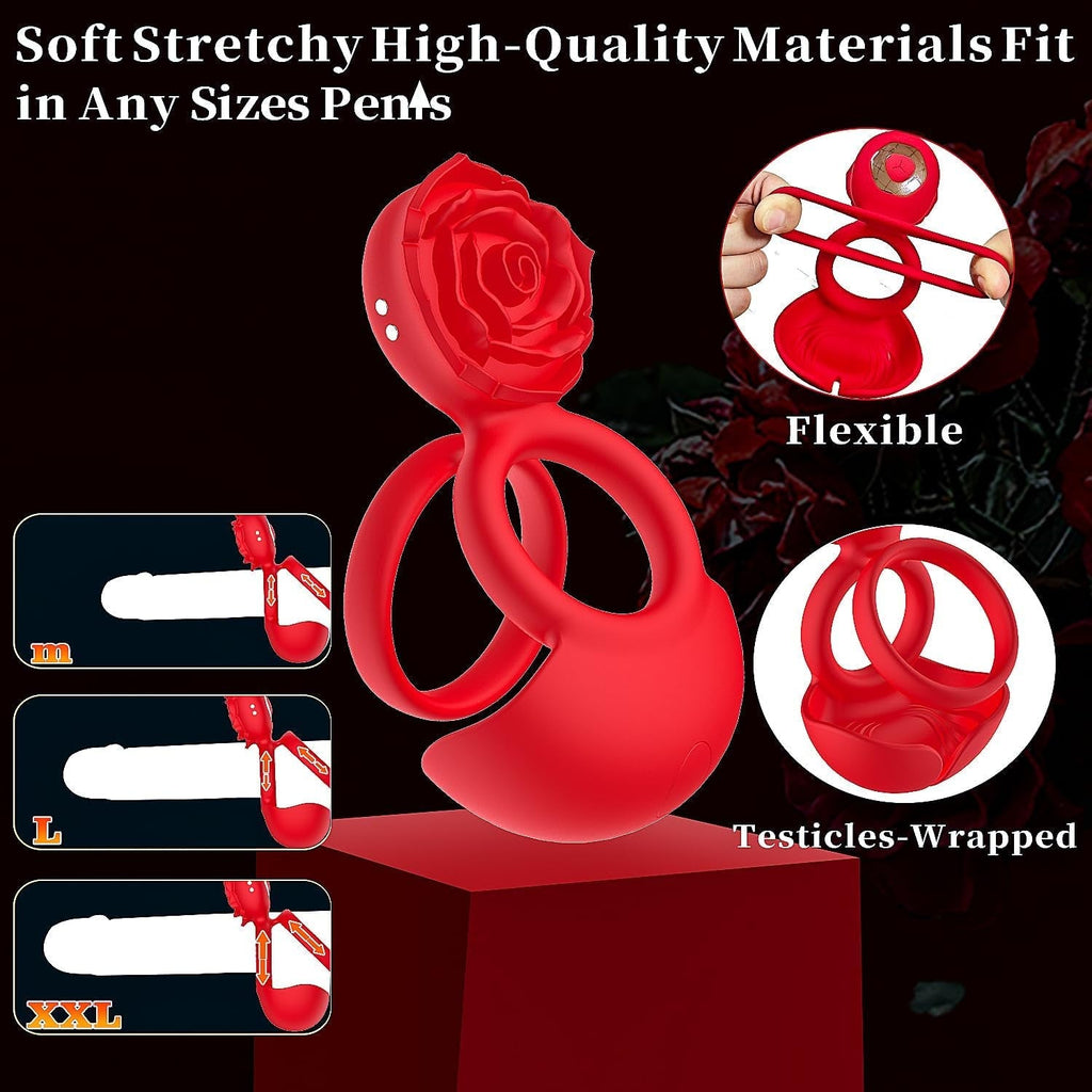 PetalBond Rose Cock Ring Vibrator for Couples