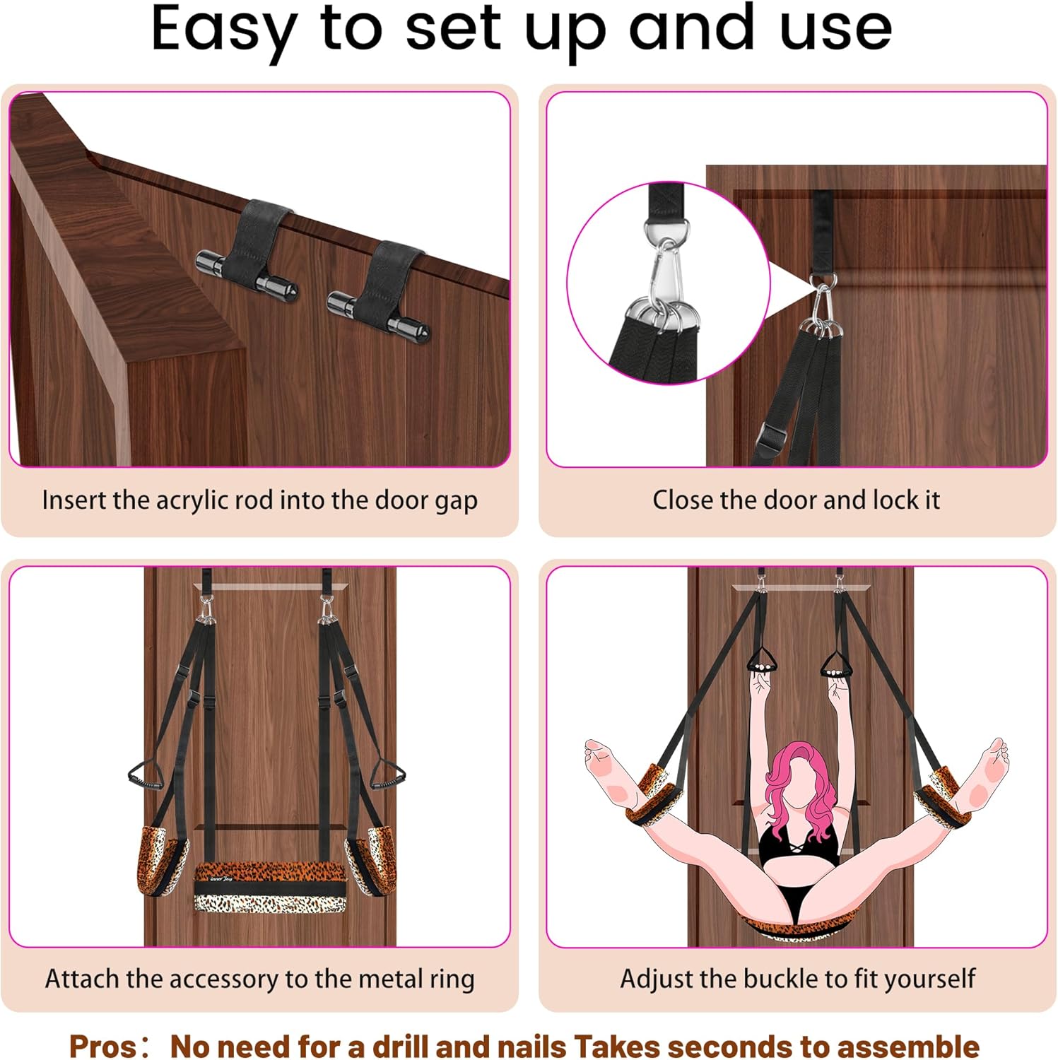 PlushElevate Leopard Print Adjustable Door Sex Swing