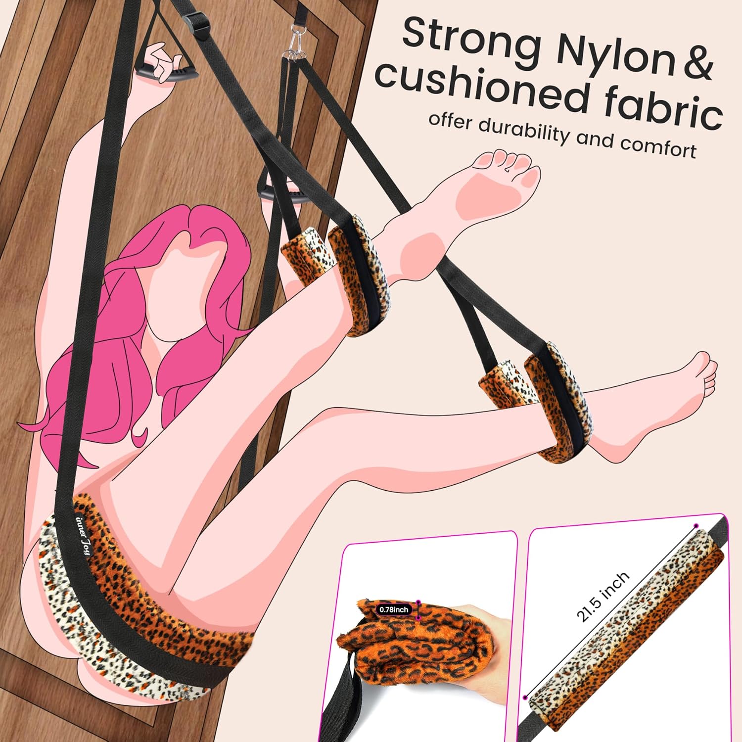 PlushElevate Leopard Print Adjustable Door Sex Swing