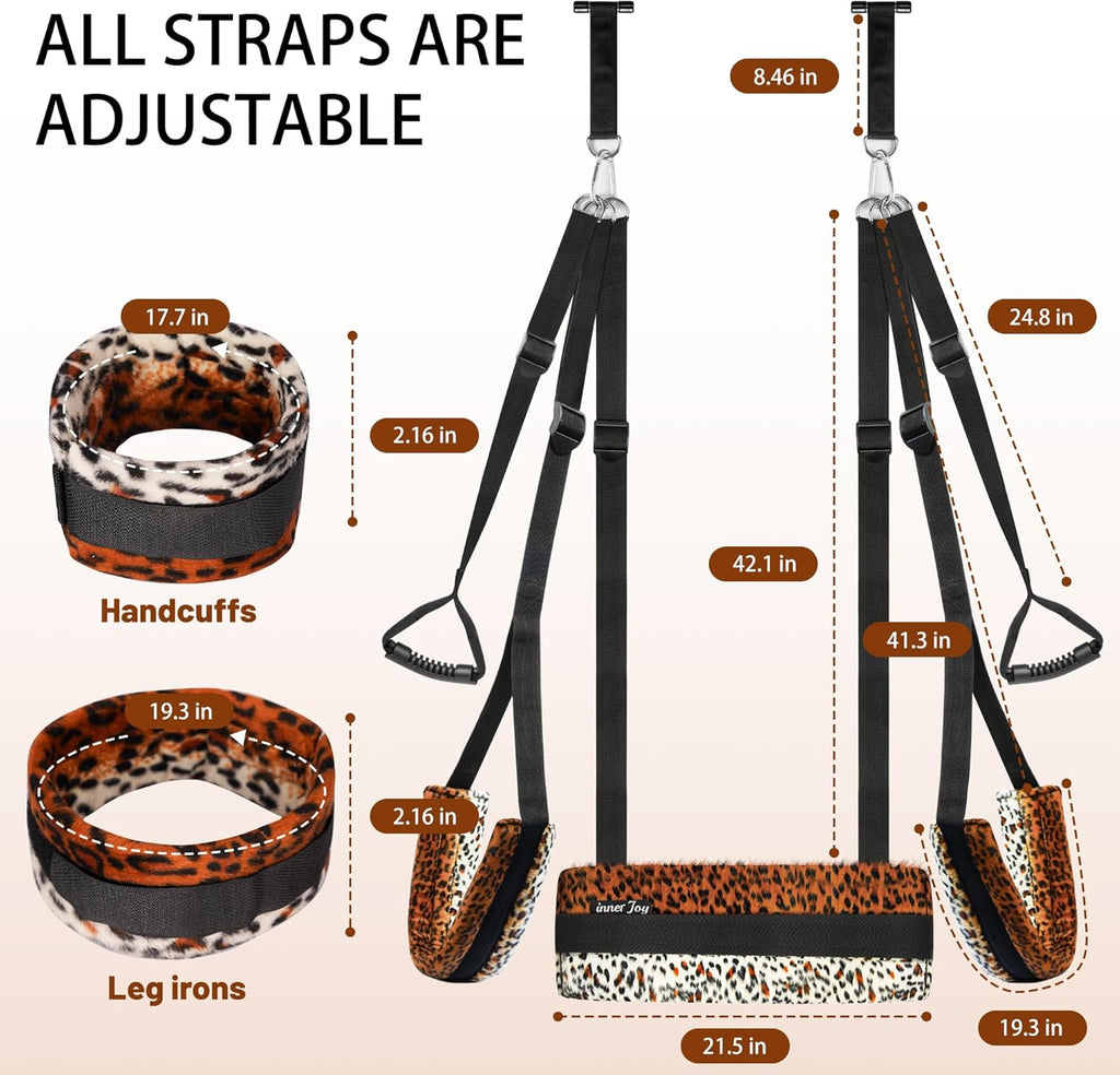 PlushElevate Leopard Print Adjustable Door Sex Swing