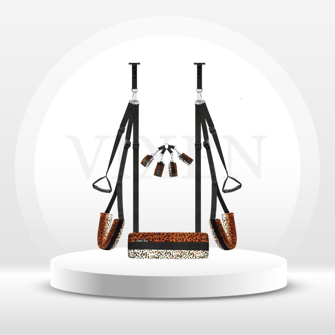 PlushElevate Leopard Print Adjustable Door Sex Swing