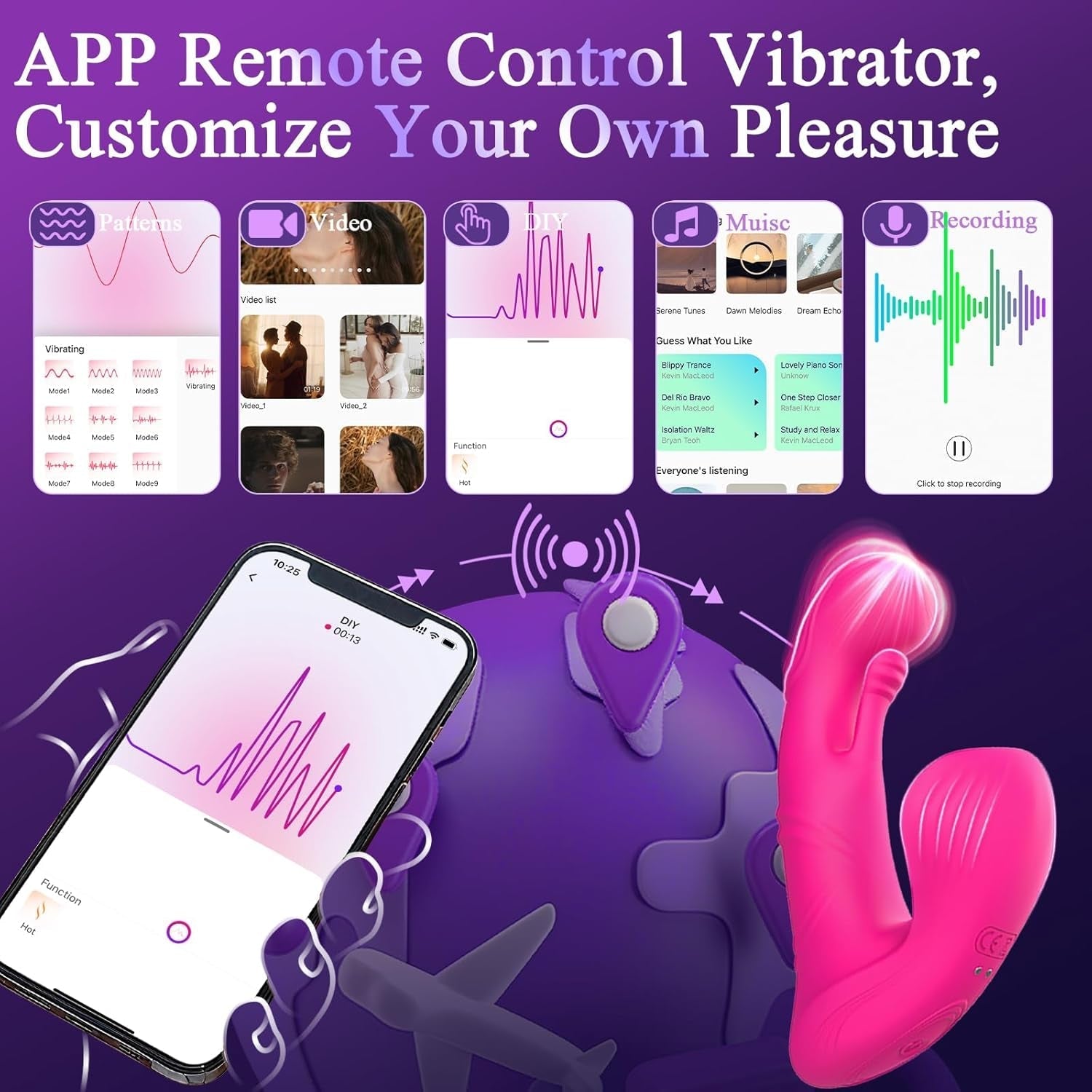PulseButterfly App/Remote Control Wearable Couples Dildo Vibrator