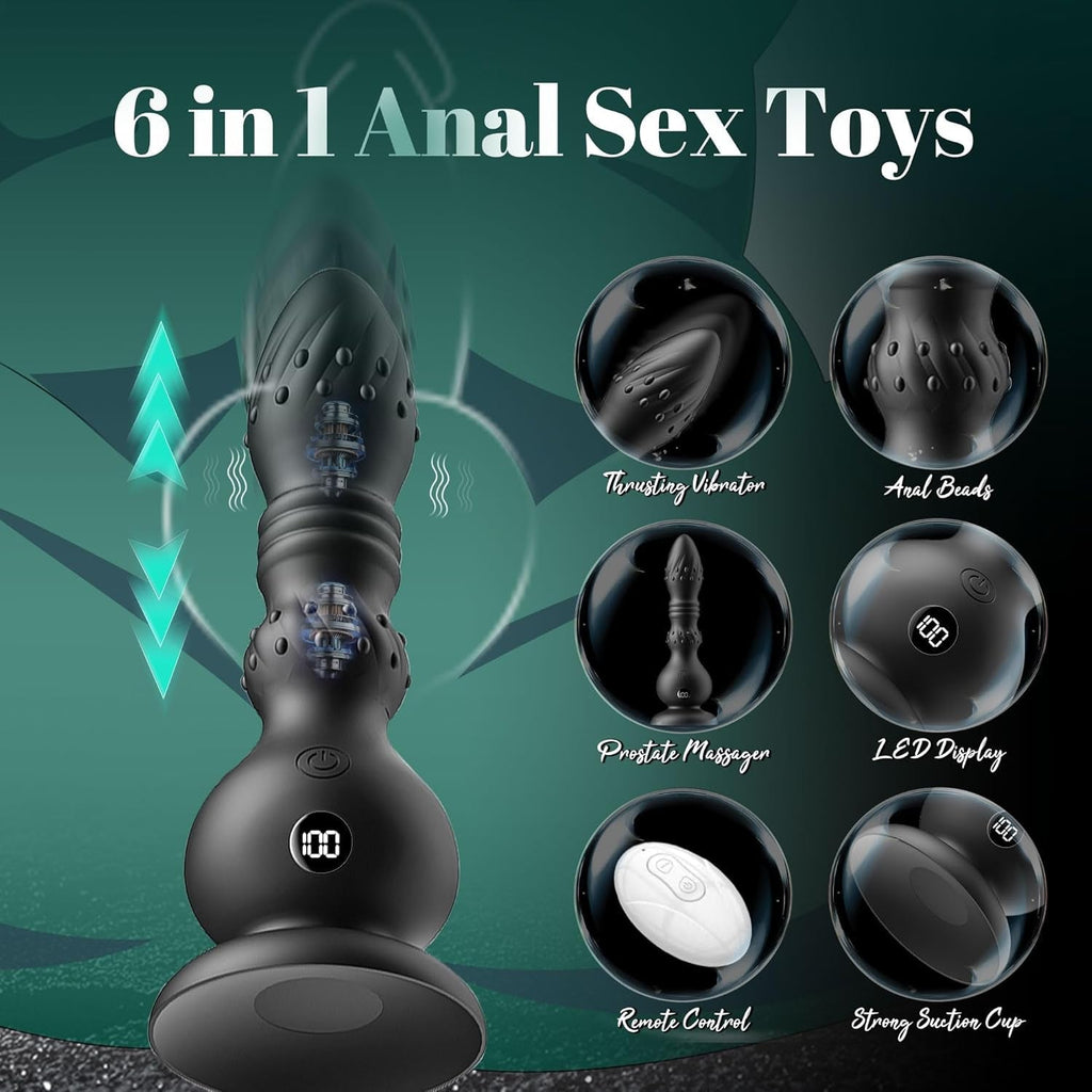 PulseDrive 6-in-1 Thrusting Anal Vibrator