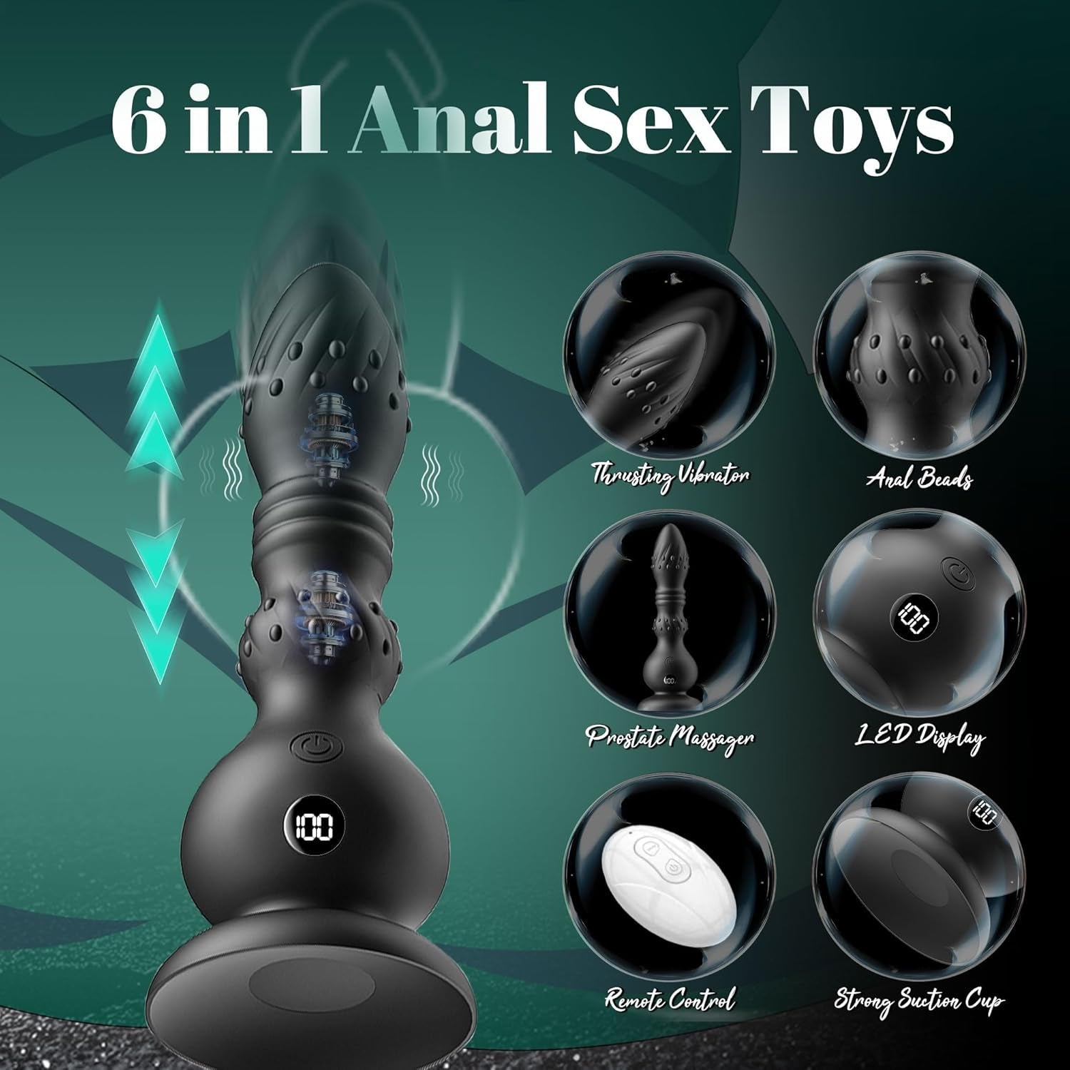 PulseDrive 6-in-1 Thrusting Anal Vibrator