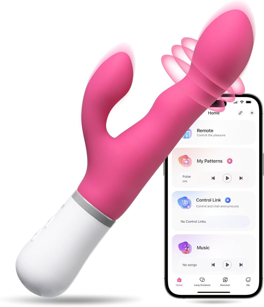 PulsePetal App-Controlled Rabbit Vibrator with Rotating Shaft
