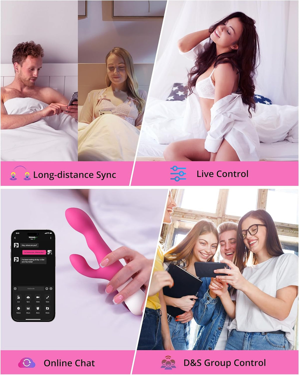 PulsePetal App-Controlled Rabbit Vibrator with Rotating Shaft