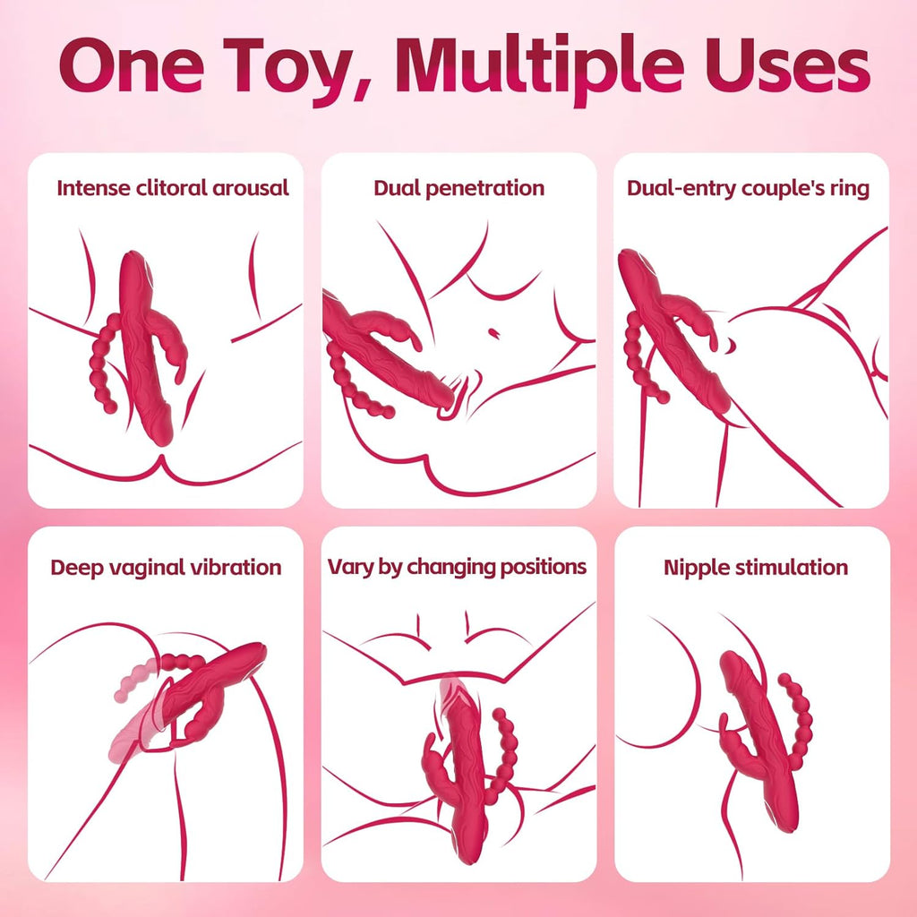 RabbitX 3-in-1 Rabbit Vibrator with Anal Beads