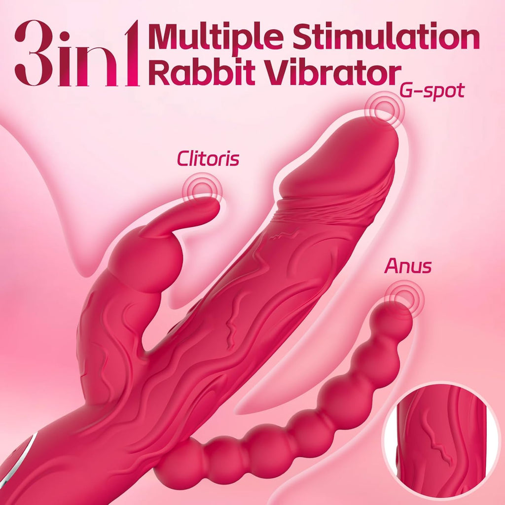 RabbitX 3-in-1 Rabbit Vibrator with Anal Beads