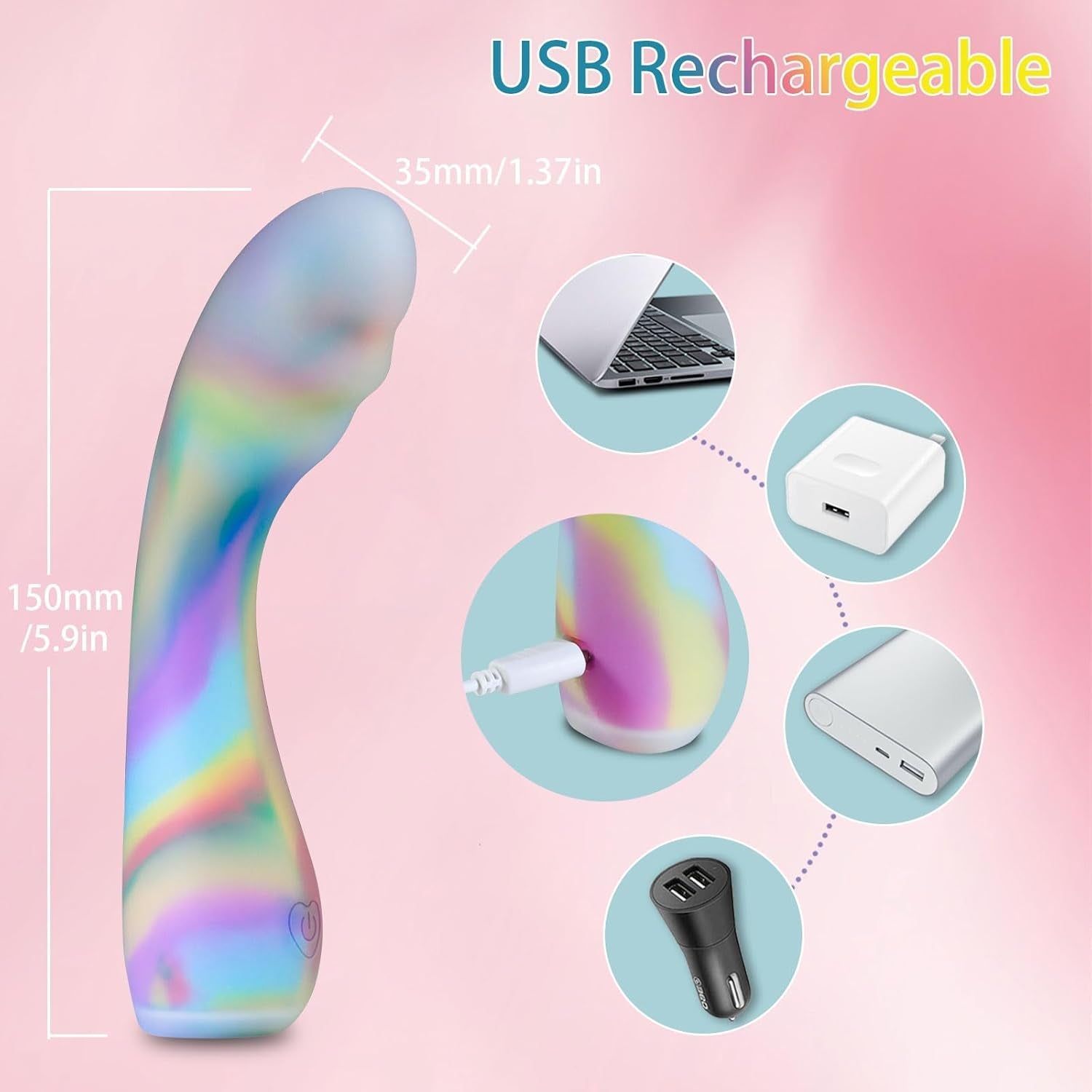 RainbowRush G-Spot Dildo Vibrator Wand