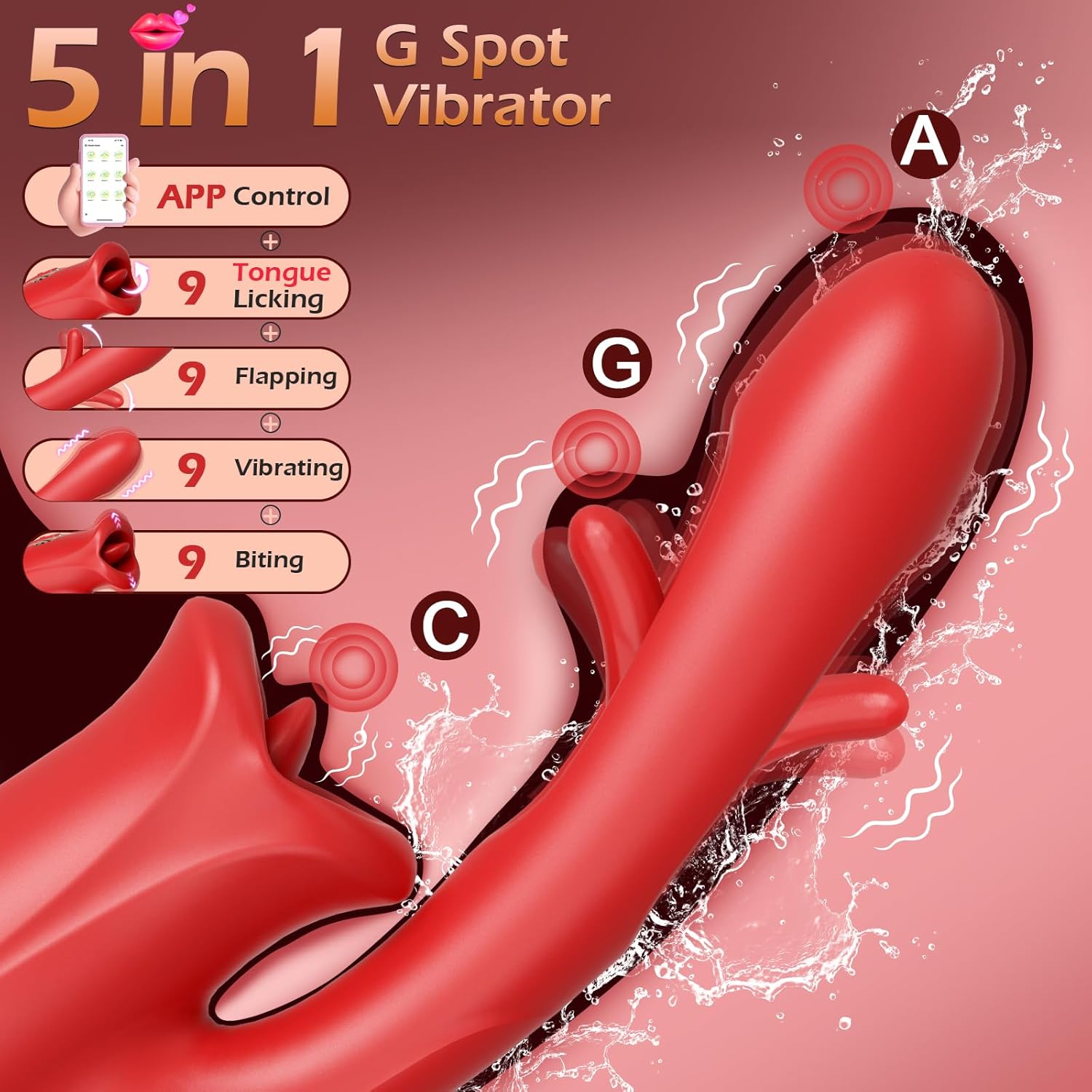 RogueBeauty 5-in-1 Licking, Vibrating & Flapping Stimulator