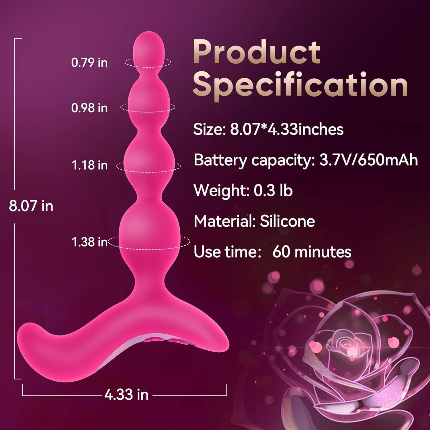 RoséBeads Vibrating Anal Beads Plug