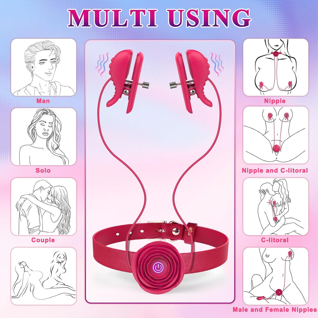 RoseBond Nipple Vibrator & BDSM Choker