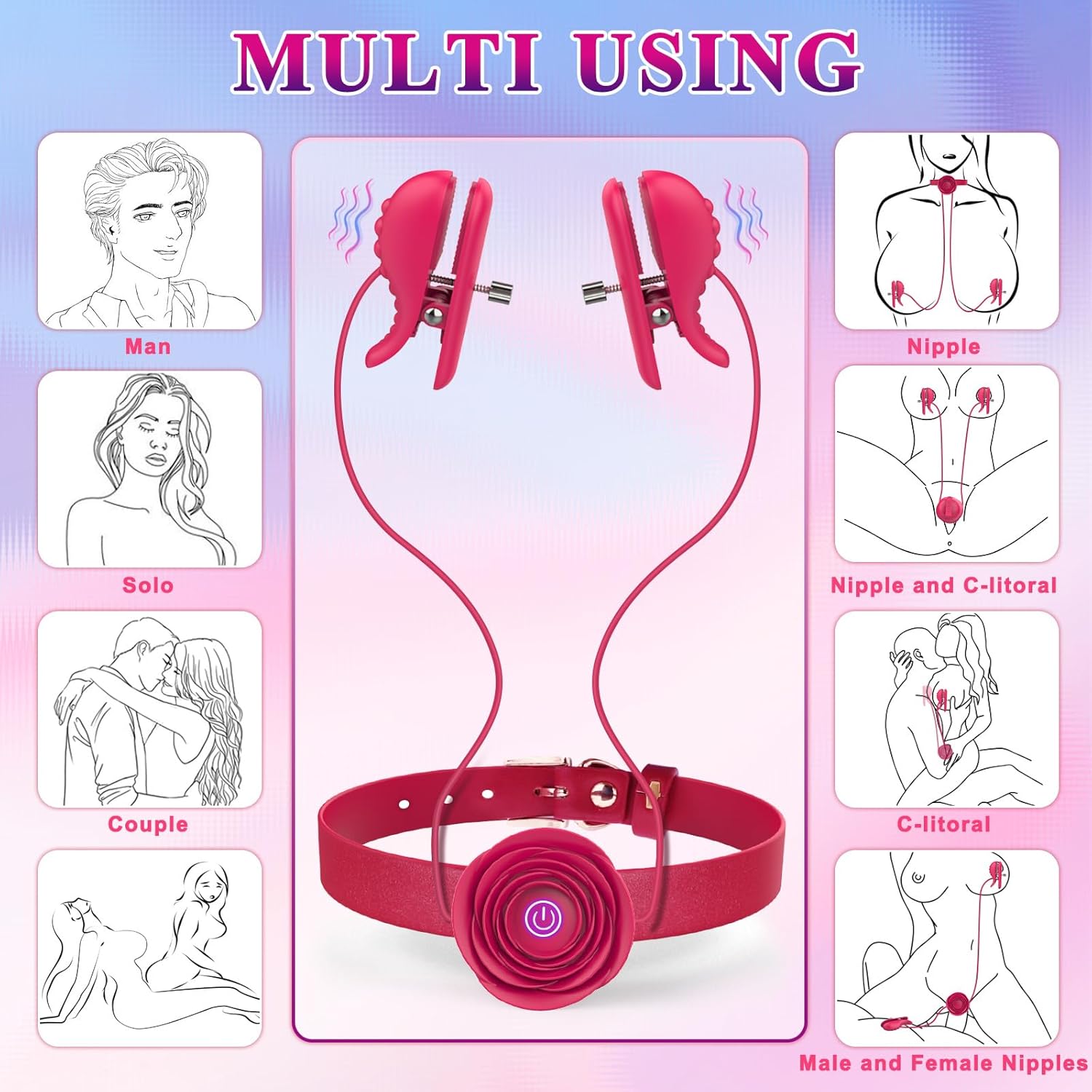 RoseBond Nipple Vibrator & BDSM Choker