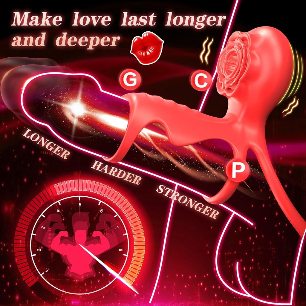RoseClutch Vibrating Cock Ring Rose Licking Stimulator