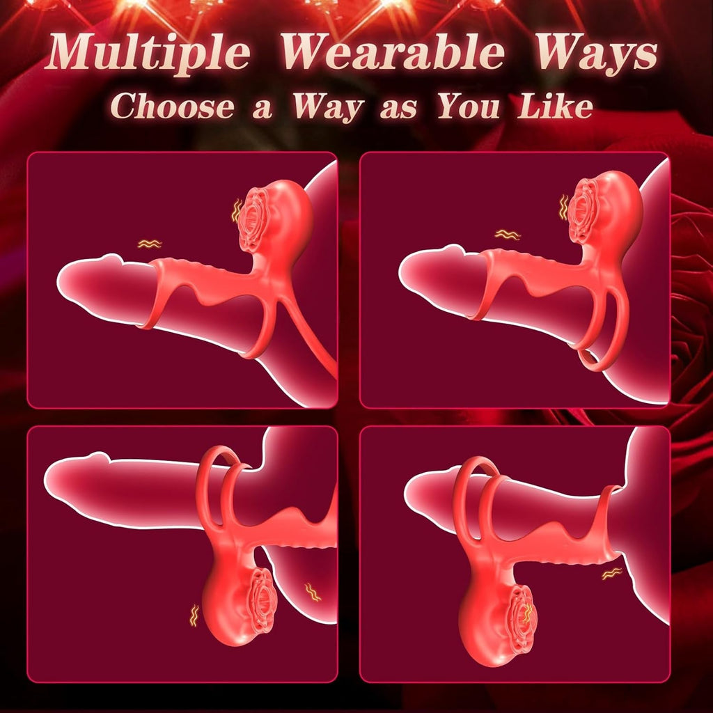 RoseClutch Vibrating Cock Ring Rose Licking Stimulator